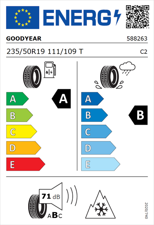 Tyre Label for Goodyear EfficientGrip Cargo 2 235/50R19 111/109T